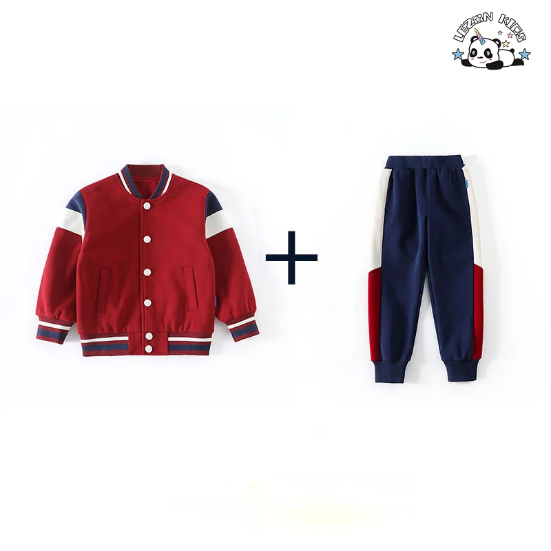 LEZONKIDS - Customize Children's Clothing Set Girls' Sportswear Boy's Bomber Two-Piece Set for Spring and Autumn